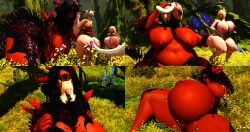 au_ra belly belly_bulge belly_button belly_expansion big_belly big_breasts big_thighs breasts dark-skinned_female dark_skin female female_only female_pred female_prey ffxiv final_fantasy_xiv forest forest_background gpose(ffxiv) gpose_(ffxiv) hyper hyper_ass hyper_boobs hyper_breasts hyper_butt legs matrons_elf miqo'te scales shiny_skin short_hair size_difference swallowed_whole thighs vore vore_belly vore_comic y'shtola