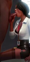 1boy 1girls 3d 3on3freestyle ai_generated blowjob bra bra_peek business_suit dark_skin female glasses male nadia_(3on3freestyle) office_lady shorter_than_10_seconds skirt straight tagme vertical_video video