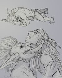 3_fingers anal barbalarga blood_elf clothed clothing drooling duo elf facial_hair hair half-dressed humanoid licking licking_neck long_ears long_hair lor'themar_theron male saliva size_difference sketch tagme tongue tongue_out topless troll video_games vol'jin warcraft world_of_warcraft yaoi