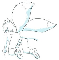 anal anal_sex anthro aogami balls canine disembodied_leg foot_insertion foot_sex fox fur furry_tail male male_only mammal multiple_tails penetration penis sonic_(series) stomach_bulge tail tails