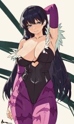 1girls 3:5 arato_nagi armpits artist_request big_breasts black_hair breasts cosplay darkstalkers female female_only huge_breasts large_breasts long_hair morrigan_aensland_(cosplay) ruri_no_houseki solo_focus source_request