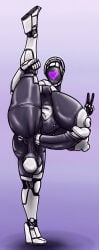 1futa anus big_balls big_breasts big_nipples big_penis erection futanari hanging_balls helmet helmet_with_visor holding_leg holding_up_leg huge_balls huge_breasts huge_cock latex machine peace_sign puffy_nipples robot rubber simple_background solo standing_split studio_sol_union thesolunion uncircumcised visor visor_helmet