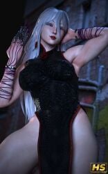3d a.k.i. asian asian_female athletic athletic_female busty female female_focus female_only hagiwara_studio hourglass_figure long_hair pale-skinned_female pale_skin street_fighter tagme white_hair wide_hips