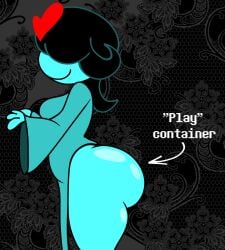 aqua_(deltarune) arrow ass blue_skin container deltarune deltarune_chapter_5 meme skelehearts skeletonhearts solo