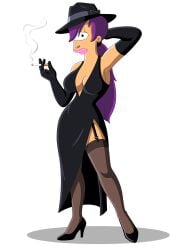 breasts dress futurama gloves high_heels looking_at_viewer no_bra stockings thighs turanga_leela