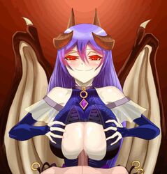 animated big_breasts blush breast_squish breasts clothed clothes demon duo erection faceless_male female glowing glowing_eyes horn human imaani looking_at_viewer male mammal membranous_wings paizuri penis red_eyes sex skimpy smile straight succubus wings