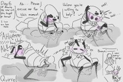 aftercare anal blush_lines gay h4llx hesitation hollow_knight hollow_knight_(franchise) hot_spring male/male male_focus mask monomon quirrel relaxed retractable_dick sex_in_water shocked_eyes x-ray
