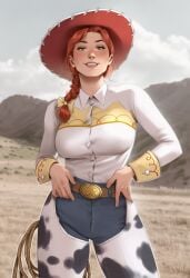 1girls ai_generated big_ass big_breasts big_thighs breasts busty chest curvaceous curvy curvy_figure digital_media_(artwork) disney female green_eyes hips hourglass_figure huge_ass huge_breasts huge_thighs jessie_(toy_story) large_ass large_breasts large_thighs light-skinned_female light_skin living_doll living_toy mature mature_female phophopho pixar red_hair slim_waist thick thick_hips thick_legs thick_thighs thighs toy_story toy_story_2 toy_story_3 voluptuous waist wide_hips