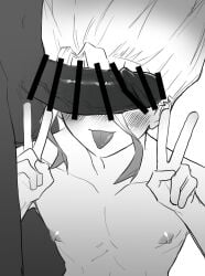 cant_see_the_haters dr.stone gay ishigami_senku male male/male male_focus male_only penis_covering_eyes yaoi