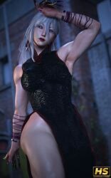 3d a.k.i. asian asian_female athletic athletic_female busty female female_focus female_only hagiwara_studio hourglass_figure long_hair pale-skinned_female pale_skin street_fighter tagme white_hair wide_hips