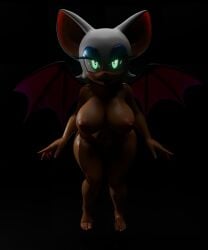 bat_girl big_breasts green_eyes naked nottanj rouge_the_bat rouge_the_bat_(nottanj) uncensored uncensored_breasts uncensored_pussy