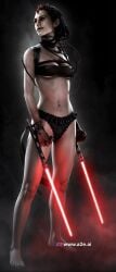 ai_generated barefoot black_bra black_panties black_underwear bra lightsaber maris_brood panties red_lightsaber star_wars star_wars:_the_force_unleashed star_wars_legends underwear zabrak