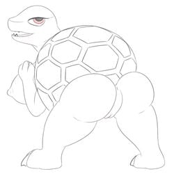 anthro anus areola ass big_breasts boulder breasts female golem_(pokemon) half-closed_eyes hi_res looking_at_viewer looking_back nintendo nipples nude open_mouth pokemon posexe presenting presenting_hindquarters pussy red_eyes rock sideboob simple_background smile solo stone teeth video_games white_background