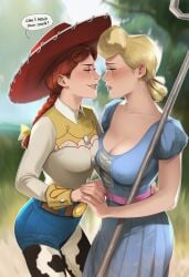 2girls ai_generated big_ass big_breasts big_thighs bo_peep breasts busty chest curvaceous curvy curvy_figure digital_media_(artwork) disney female green_eyes hips hourglass_figure huge_ass huge_breasts huge_thighs jessie_(toy_story) large_ass large_breasts large_thighs light-skinned_female light_skin living_doll living_toy mature mature_female phophopho pixar red_hair slim_waist thick thick_hips thick_legs thick_thighs thighs toy_story voluptuous waist wide_hips yuri