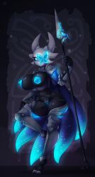 anthro armor arthropod azura_inalis big_breasts breasts female holding_weapon hollow_knight hollow_knight_(franchise) lampy_(azura_inalis) vessel_(species)