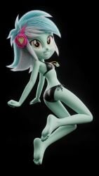 3d 3d_render ai_assisted barefoot bikini bikini_bottom bikini_top black_bikini equestria_girls feet friendship_is_magic from_behind looking_at_viewer lyra_heartstrings_(eg) lyra_heartstrings_(mlp) my_little_pony