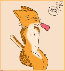 anthro areola belly big_butt bodily_fluids butt cat_tail duo felid female flat_chested fur hi_res knot leopard male male/female mammal markings motion_lines nervous nervous_sweat nipples nude orange_body orange_fur pantherine simple_background solo_focus sweat thick_thighs wdaf white_belly white_chest white_markings