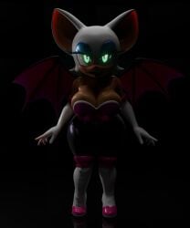 bat_girl big_breasts green_eyes nottanj rouge_the_bat rouge_the_bat_(nottanj)
