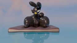 16:9 3d_(artwork) 4k absurd_res animate_inanimate anthro anus balloon balloon_animal balls canid canine canis clenched_teeth digital_media_(artwork) genitals half-closed_eyes hand_on_belly hi_res inflatable looking_at_viewer male mammal narrowed_eyes penis pool_float sitting softdiamond softdiamond_(artist) solo teeth water widescreen wolf