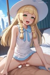 1girl 4k_resolution ai_assisted ai_generated bare_breasts bent_over big_penis blonde_hair blunt_bangs braid cityscape collared_dress cowboy_shot day dress dutch_angle flat_chest front_view fucking green_eyes happy hat head_on_pillow highres legs_spread lillie_(pokemon) long_hair looking_at_viewer motion_lines on_bed outdoors penis_in_pussy perfect_anatomy perfect_body pokemon pokemon_sm saliva shiny_skin sleeveless sleeveless_dress source_anime sun_hat sundress sweat twin_braids uncensored wet_pussy white_dress white_headwear window