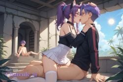 1girl ai_assisted ai_generated cat_ears cock_in_pussy collar collarbone creampie deepthroat emotionless group_sex inside kneeling library moaning moss outdoors overgrown parted_bangs ponytail portrait purple_eyes purple_hair pussy_sex ruins saliva shaking side_view sitting sky spread_legs sun trees upper_body white_stockings