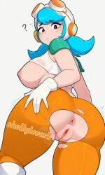 1girls ? ai_generated anus ass_focus ass_grab big_ass big_breasts brawl_stars confused exposed_breasts pussy ripped_clothing solo wendy_(brawl_stars)