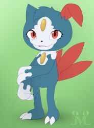 absurd_res animal_genitalia animal_vulva anthro blue_body blue_fur claws fangs feathers female fur generation_2_pokemon generation_8_pokemon genitals hi_res hisuian_form hisuian_sneasel hybrid jm-luxro nintendo nude pokemon pokemon_(species) red_eyes regional_form_(pokemon) shy sneasel teeth vulva