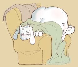 1girls anthro ass ass_up blanket chubby deltarune deltarune_chapter_5 female furry leonbutternoodl milf nude sleepy tagme toriel undertale
