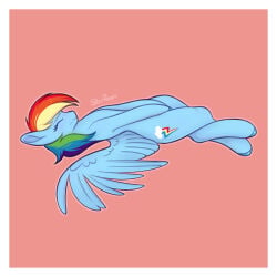 1:1 blue_body blush blush_lines border crossed_feet cutie_mark digital_media_(artwork) equid equine eyes_closed feathered_wings feathers female feral friendship_is_magic fur hair hasbro hi_res hooves horse lying mammal masturbation mouth_closed multicolored_hair my_little_pony mythological_creature mythological_equine mythology on_back pegasus pony rainbow_dash_(mlp) rainbow_hair simple_background solo starpeeen white_border wings