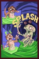 acid anthro blue_internal bone bones_in_stomach comic digestion digestion_sequence dragon drembonaarkrah drewotter eyewear fatal fatal_vore forced glasses gore graphic_digestion greko_the_cat hi_res inside_stomach internal mammal mustelid mythological_creature mythological_scalie mythology oral_vore organs otter scalie scared_prey skull solo stomach teeth unwilling_prey vore wearing_glasses