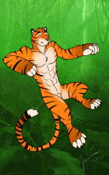 2015 5:8 abs animal_genitalia anthro balls closed_smile dated eyes_closed facial_markings felid fully_sheathed fur genitals head_markings head_tuft hi_res hufnaar male male_anthro mammal markings mouth_closed muscular muscular_anthro muscular_male nude orange_body orange_fur pantherine pecs sheath smile solo striped_arms striped_body striped_face striped_fur striped_legs striped_markings striped_neck striped_tail stripes tail tail_markings tiger tuft white_body white_fur