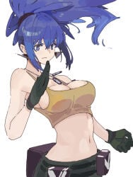 1girls big_breasts big_tits blue_eyes blue_hair irc king_of_fighters leona_heidern light_skin pale_skin ponytail thick