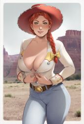 1girls ai_generated big_ass big_breasts big_thighs breasts busty chest curvaceous curvy curvy_figure digital_media_(artwork) disney female green_eyes hips hourglass_figure huge_ass huge_breasts huge_thighs jessie_(toy_story) large_ass large_breasts large_thighs light-skinned_female light_skin living_doll living_toy mature mature_female phophopho pixar red_hair slim_waist thick thick_hips thick_legs thick_thighs thighs toy_story toy_story_2 toy_story_3 voluptuous waist wide_hips