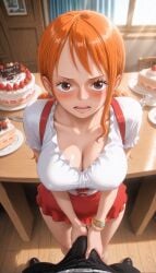 ai_generated bulge_through_clothing crotch nami_(one_piece) one_piece pov_eye_contact under_clothes