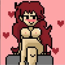 1girls animated auburn_hair blush breasts female friday_night_funkin girlfriend_(friday_night_funkin) hearts long_hair mp4 nipples no_sound pixel_art smile speaker tagme tagme_(artist) video