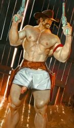 1boy almost_naked almost_nude arthur_morgan barn beard cock cowboy cowboy_hat gay_male genitals hairy hairy_chest hairy_male hard_nipples hat holster male male_only muscles muscular muscular_legs muscular_male muscular_thighs nipples penis_peek penis_poking_out qai_san red_dead_redemption_2 solo solo_focus solo_male thick_penis underwear underwear_down veiny_penis white_underwear