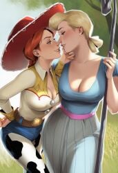 2girls ai_generated big_ass big_breasts big_thighs bo_peep breasts busty chest curvaceous curvy curvy_figure digital_media_(artwork) disney female green_eyes hips hourglass_figure huge_ass huge_breasts huge_thighs jessie_(toy_story) large_ass large_breasts large_thighs light-skinned_female light_skin living_doll living_toy mature mature_female phophopho pixar red_hair slim_waist thick thick_hips thick_legs thick_thighs thighs toy_story voluptuous waist wide_hips yuri