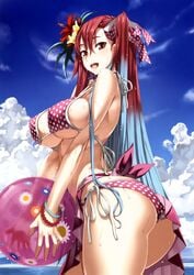 1girls breasts female female_only flower honjou_raita large_breasts long_hair riela_marcellis sea solo swimsuit tagme valkyria_chronicles very_long_hair