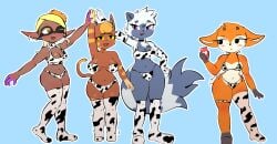 aggressive_retsuko animal_crossing bikini cat_ears catgirl cow_print frye_(splatoon) furry gazelle inkling katt_(animal_crossing) lemur monkey_girl nintendo sega sonic_(series) splatoon tangle_the_lemur tsunoda