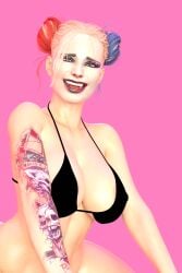 3d batman_(series) bikini_top boomnsfw breasts dc dc_comics harley_quinn harley_quinn_(arkham) harley_quinn_(suicide_squad_game) suicide_squad suicide_squad:_kill_the_justice_league