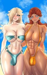 4k abs big_balls big_belly big_breasts big_butt big_lips big_muscles big_penis bikini blonde_hair blue_eyes brown_hair bulge bulge_through_clothing bulge_through_swimsuit cock dick dickgirl digital_media_(artwork) fit fit_futanari futa_focus futa_only futanari huge_ass huge_breasts huge_cock huge_testicles mario_(series) muscle muscles muscular muscular_female muscular_futanari muscular_thighs oc princess_daisy princess_rosalina self_upload six_pack swimsuit thick_ass thick_legs thick_thighs