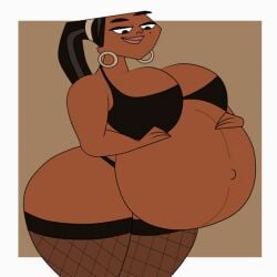 animated animated barely_clothed big_ass big_breasts ebony fat huge_belly leshawna_(tdi) pregnant rubbing_belly thick_ass total_drama_island vanilladream34 wide_hips