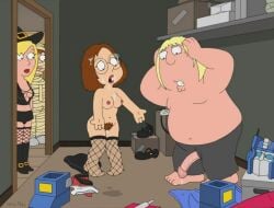 accidental_incest accurate_art_style chris_griffin chubby_female chubby_male connie_d'amico costume cum family_guy female flaccid halloween halloween_costume horrified incest male meg_griffin meg_griffin_(halloween_costume) penis_through_fly pubic_hair pussy surprise_incest thick_pubes wet_penis