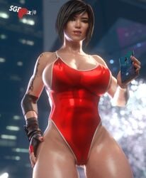 3d 3d_(artwork) asian asian_female big_breasts blurry_background building cameltoe curvy curvy_female curvy_figure faith_connors faith_connors_(mirror's_edge_catalyst) gloves high_resolution highres light-skinned_female light_skin lighting mirror's_edge mirror's_edge_catalyst muscular_female one-piece_swimsuit outdoors patreon_logo patreon_username pose red_fingernails red_lipstick red_swimsuit samsung_galaxy sgejinx_(artist) short_hair tattoo thick_thighs tree twitter_username