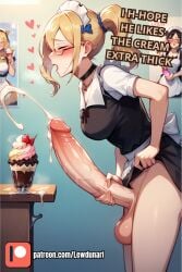 1futa ai_assisted ai_generated choker cum cum_drip cumshot dialog dialogue fit_futanari futanari huge_cock ice_cream lewdunari massive_cock masturbating masturbation ponytail small_breasts