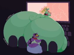 2girls bratty_(undertale) catty_(undertale) deltarune doublecatte gigantic_ass hyper hyper_ass movie_theater tagme undertale undertale_(series)