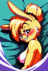 ai_generated bed blush female furry jazz_jackrabbit_(series) lori_jackrabbit pixel_art