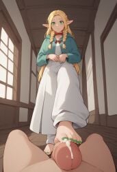 ai_generated cumshot delicious_in_dungeon footjob marcille_donato pov stepping_on_penis uncensored