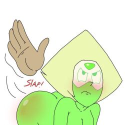 alien ass ass_slap bending_over blush cartoon_network embarrassed gem green_body green_skin naked peridot_(steven_universe) slap_mark spanky15 steven_universe