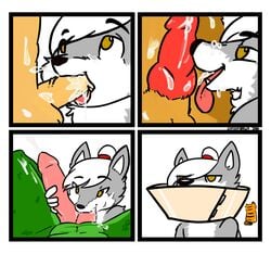 canine canisfidelis comedy comic cum cumshot feline fellatio funny human humor licking male mammal okami_wolf oral orgasm protective_collar reptile scalie sex tiger tongue tongue_out wolf